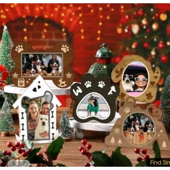 Domensi 5 Pcs Christmas Pet Picture Frame Decorative Dog or Cat Wood Photo Frame - Picture 6 of 6